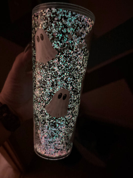 Glow in the dark ghost snow globe cup!