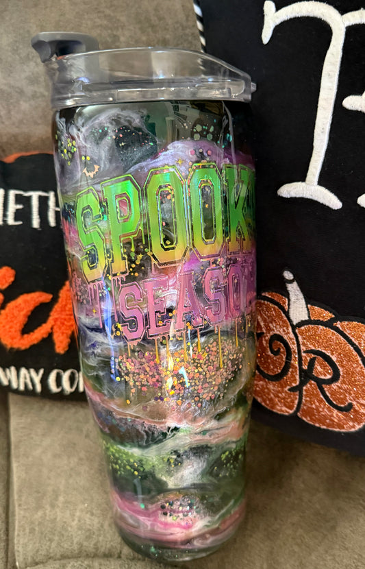 Glow in dark Spooky Season 40oz Tumbler with lid and straw!
