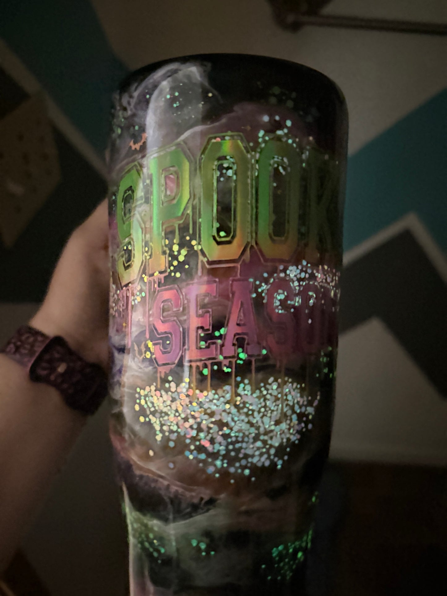 Glow in dark Spooky Season 40oz Tumbler with lid and straw!